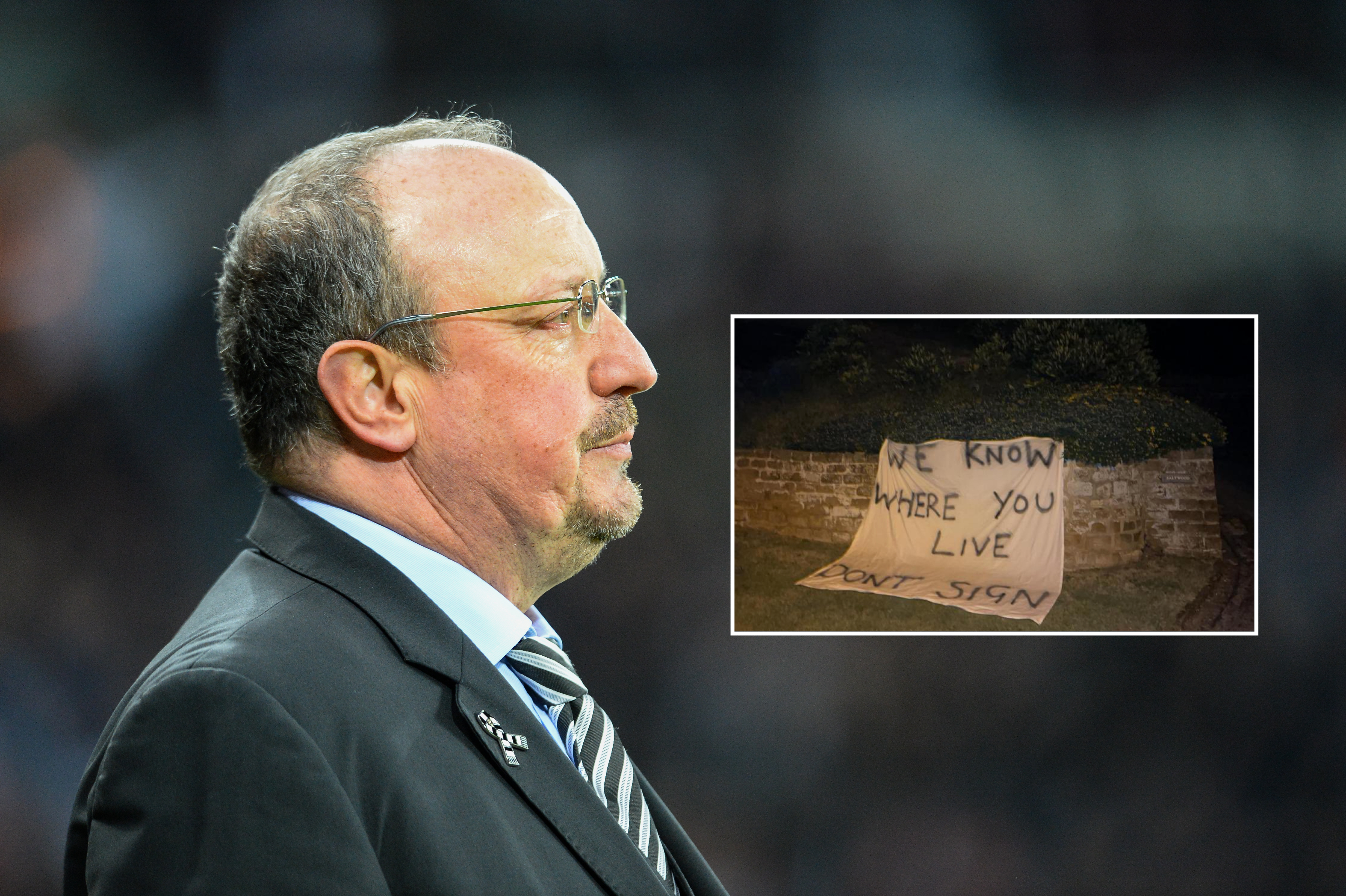 TRUENDE BANNER: Dette banneret ble plassert i området der Rafa bor.
