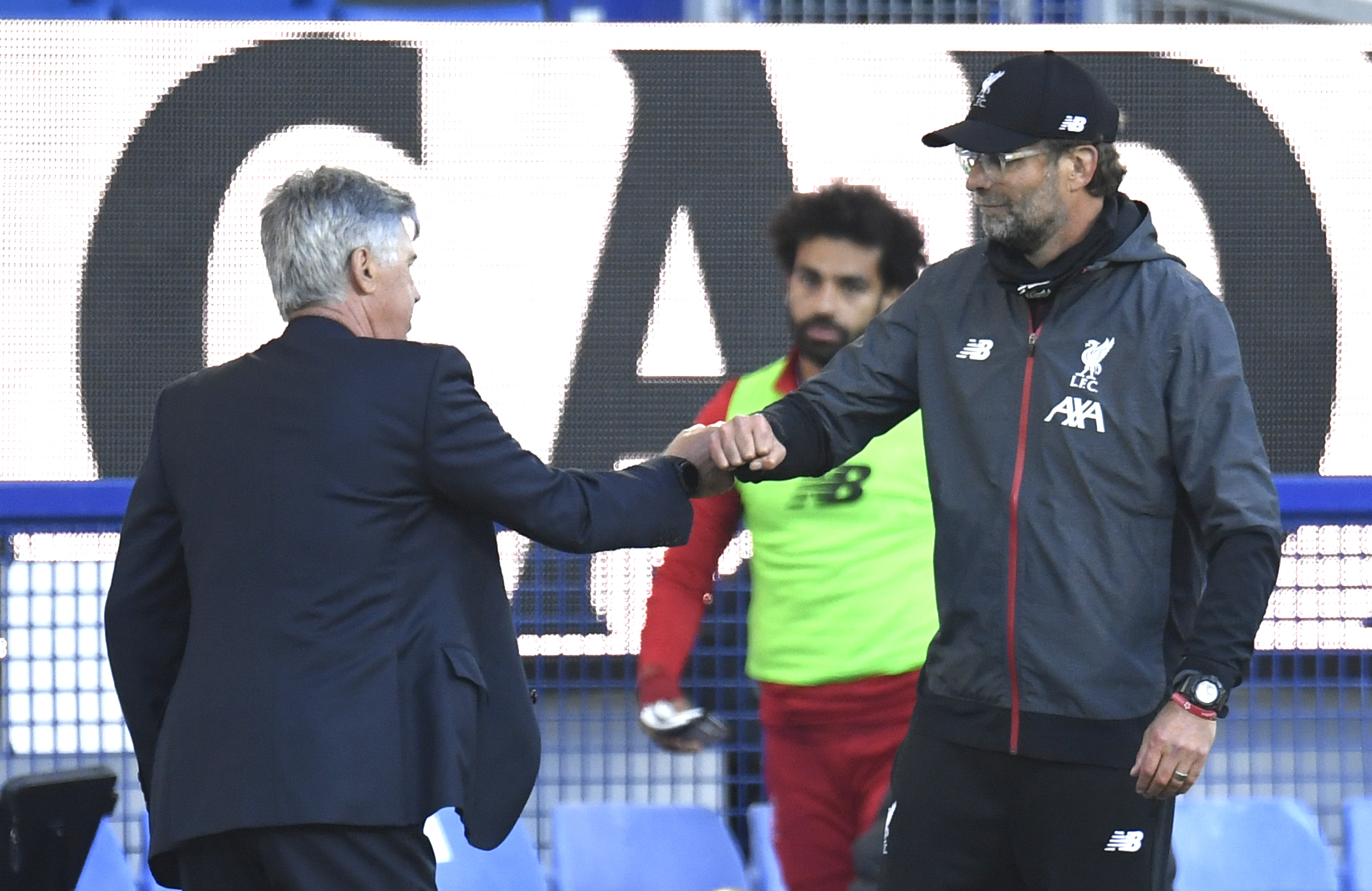 MØTTES IGJEN: Carlo Ancelotti og Jürgen Klopp under sommerens møte mellom Liverpool og Everton.