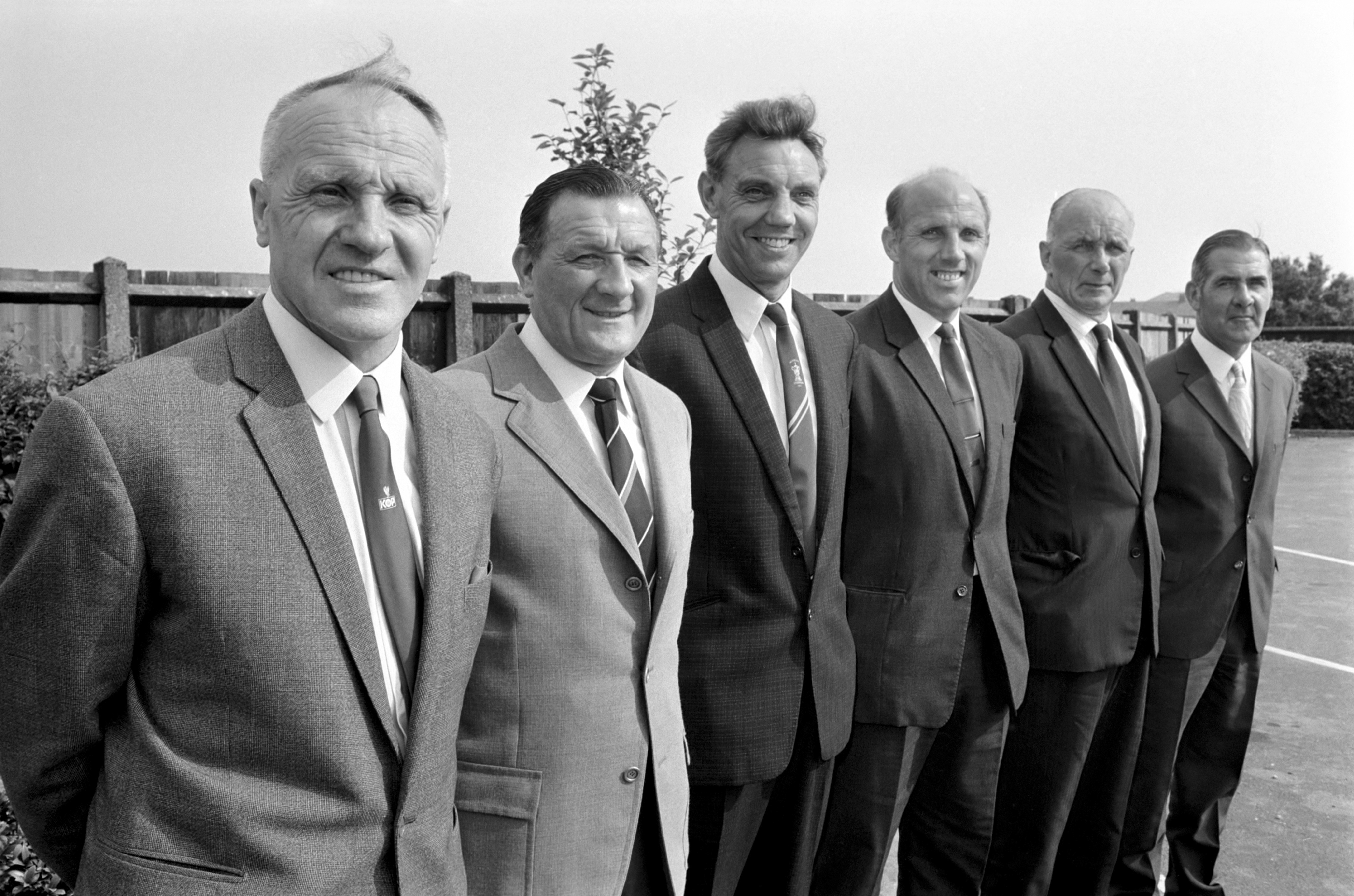 En gjeng som har hatt stor betydning for Liverpool FCs historie. Bill Shankly, Bob Paisley, Joe Fagan, Ron Moran, Reuben Bennett og Tom Saunders.