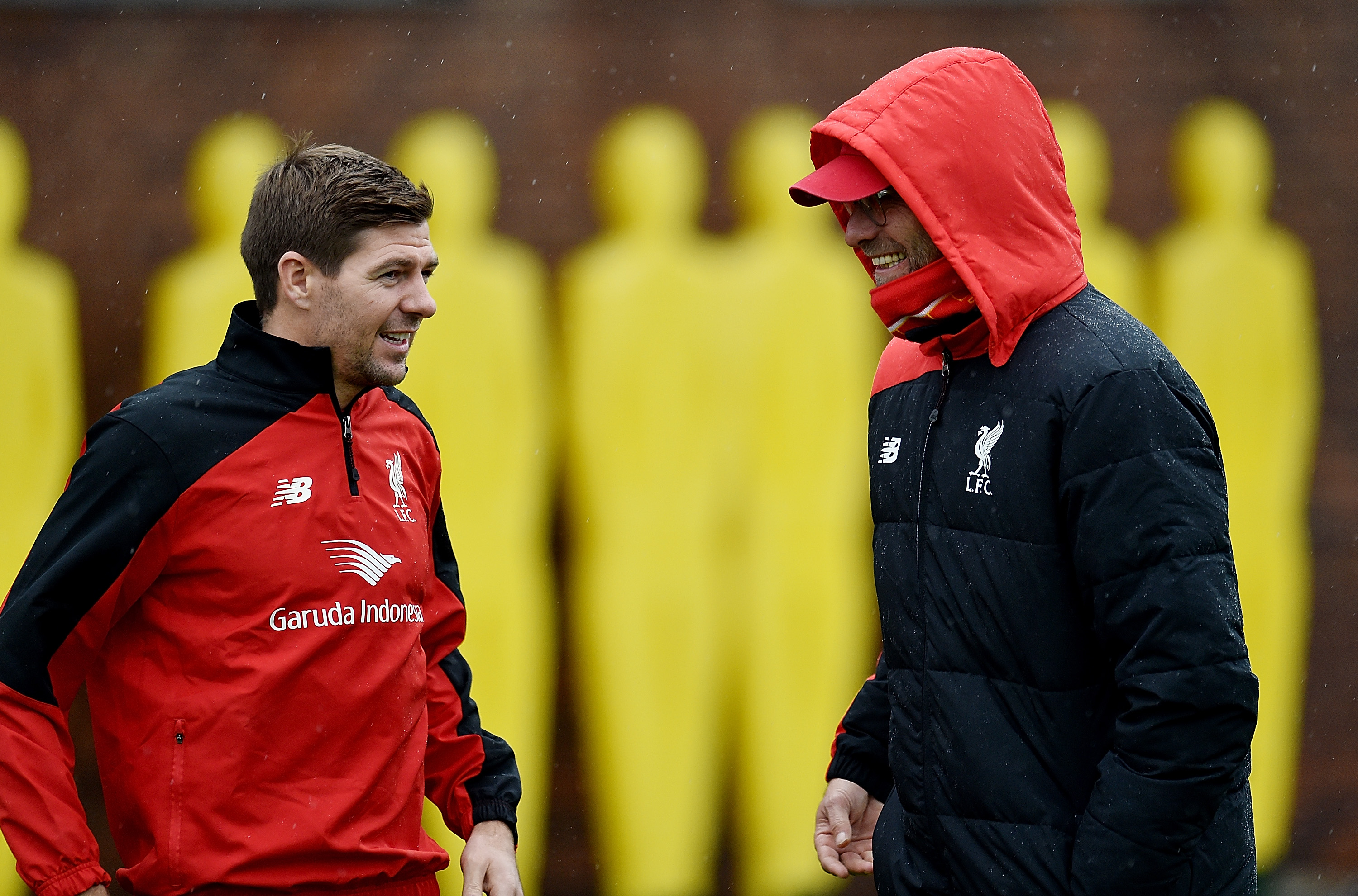 Steven Gerrard fikk aldri spille under Klopp, men fikk være med på en trening da hans nye klubb LA Galaxy var mellom sesonger.
