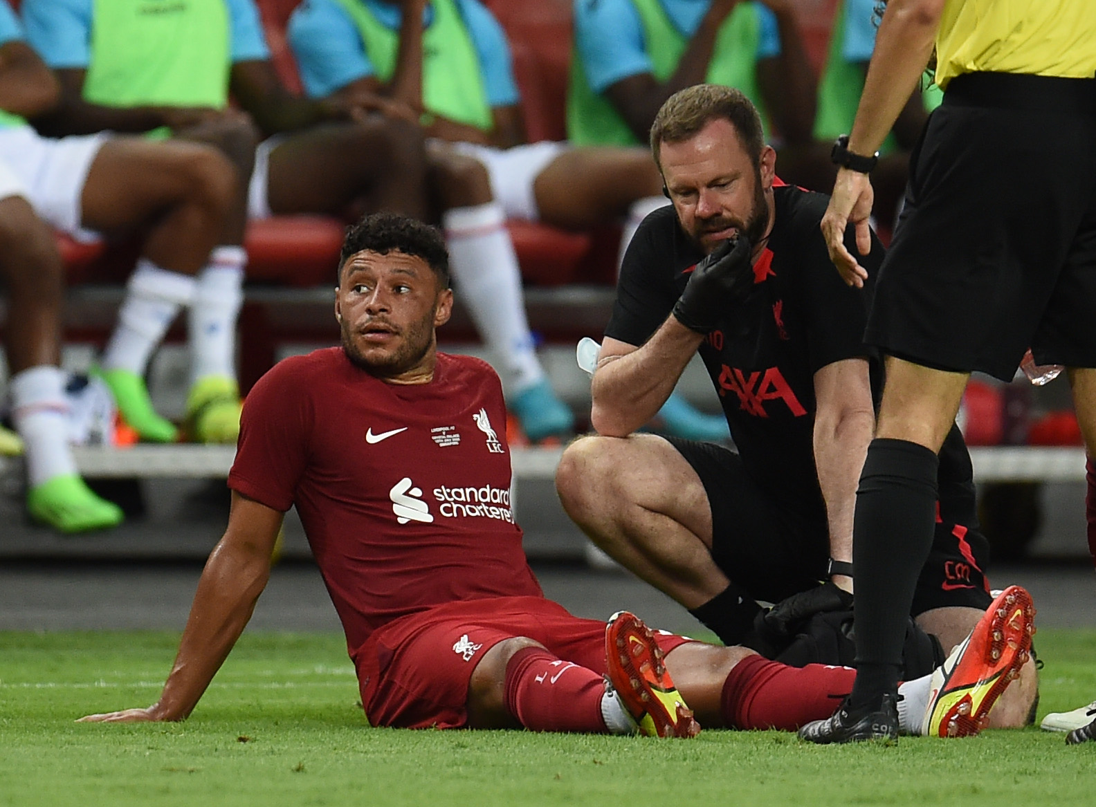 UNAVAILABLE: Alex Oxlade-Chamberlain is one of several players who have picked up an injury this summer.  Kelleher, Ramsay and Jota are among others on the list.