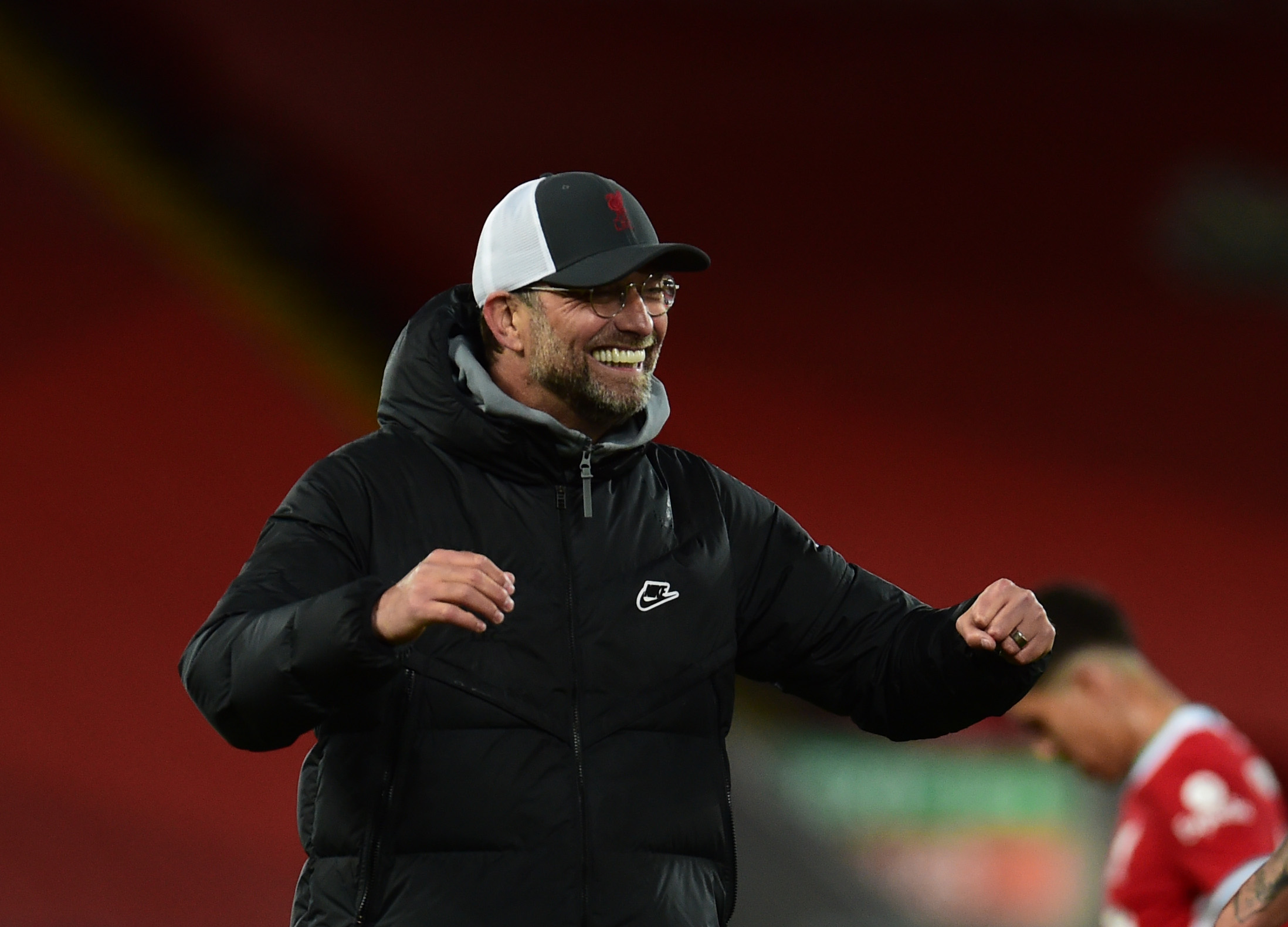 LETTET: Det var en lettet og fornøyd Klopp som feiret seier og Thiago-mål ved fulltid.