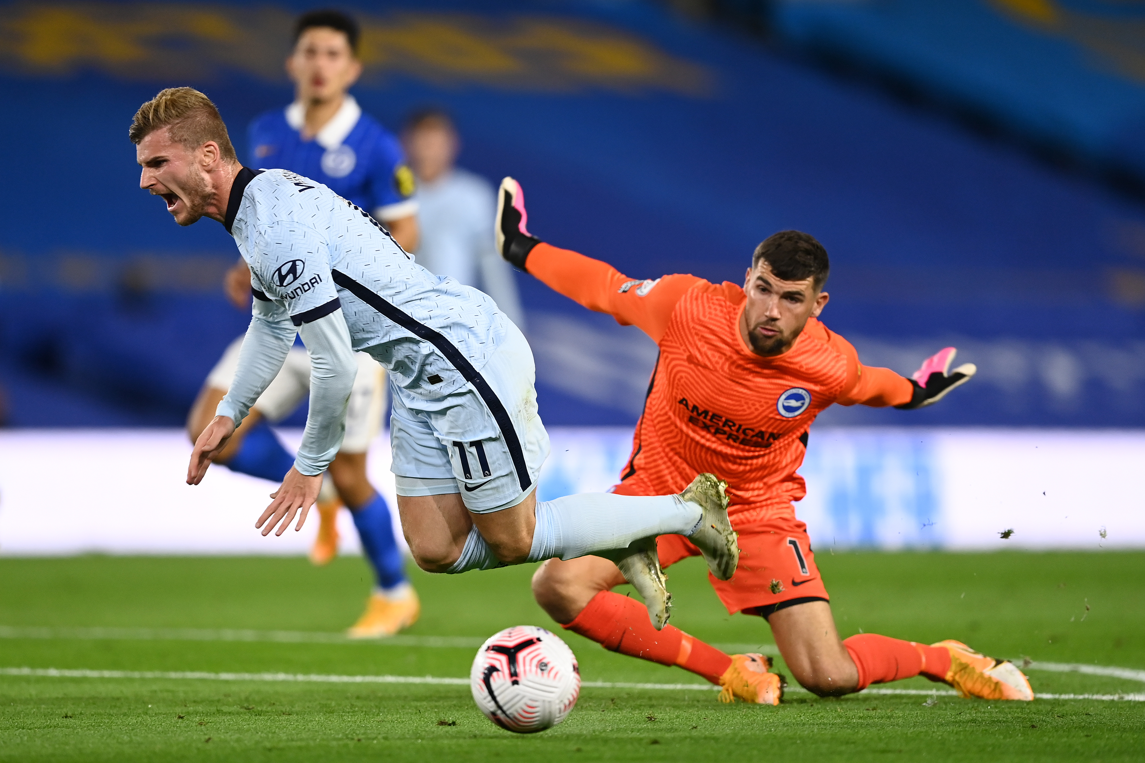 TIMO WERNER: Werner er en av spillerne Chelsea har plukket i dette overgangsvinduet som Liverpool var interessert i. Det ble ingen mål i ligadebuten mot Bright & Hove Albion, men han skaffet laget straffespark.