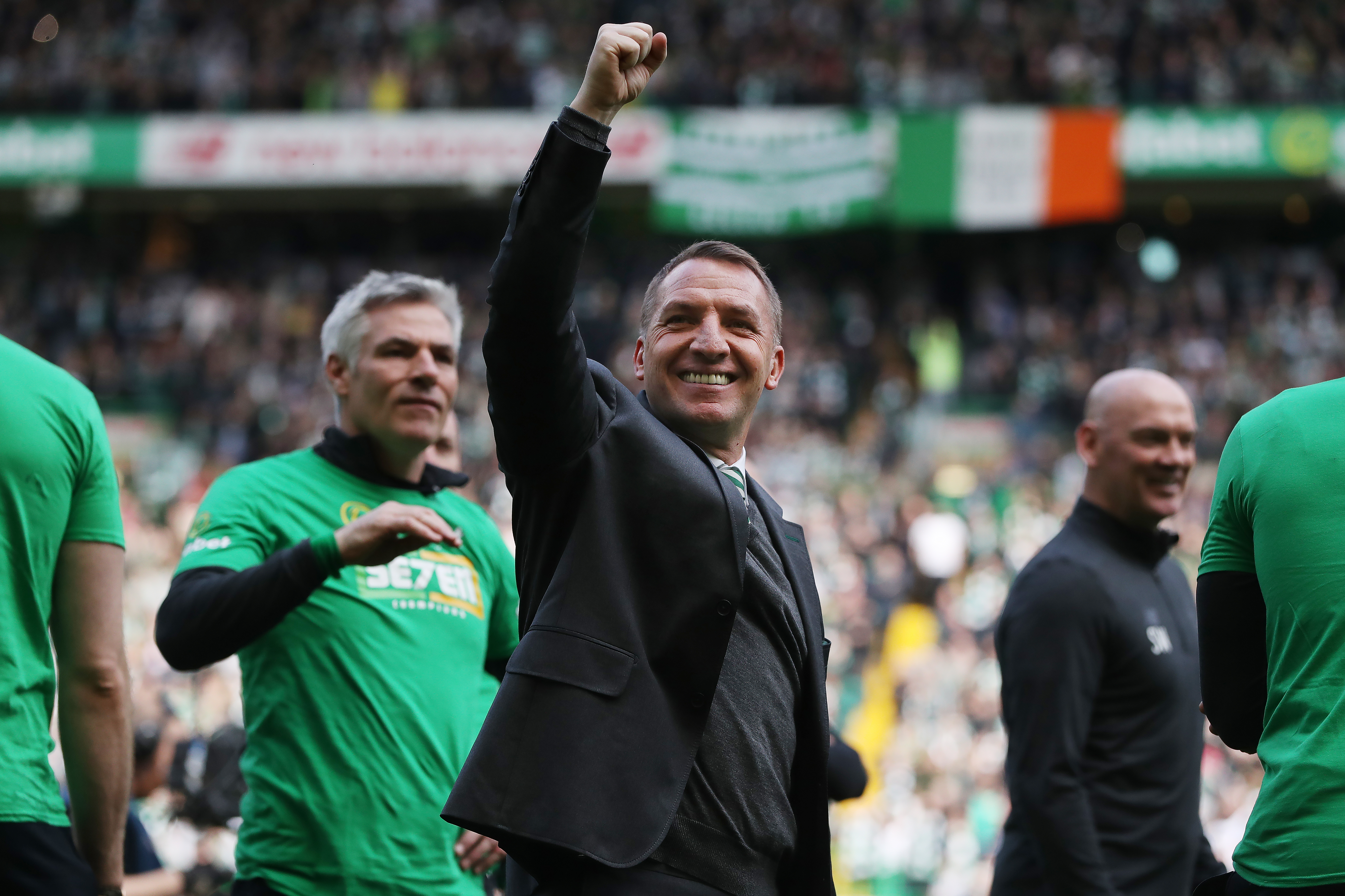 OLD FIRM: Rodgers feirer seier over Rangers i april 2018.