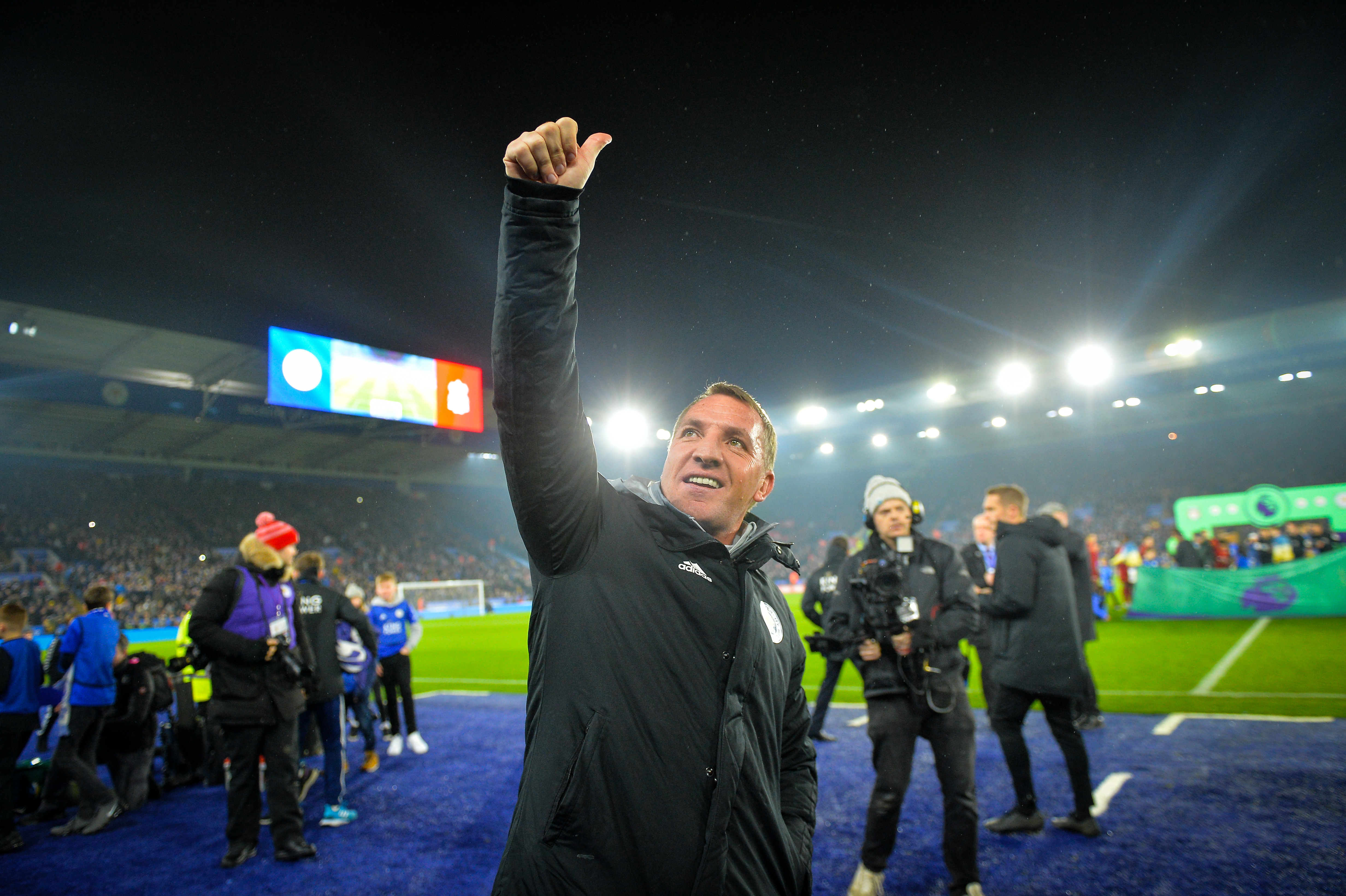 TRIVES: Brendan Rodgers har funnet seg godt til rette på King Power Stadium i Leicester.