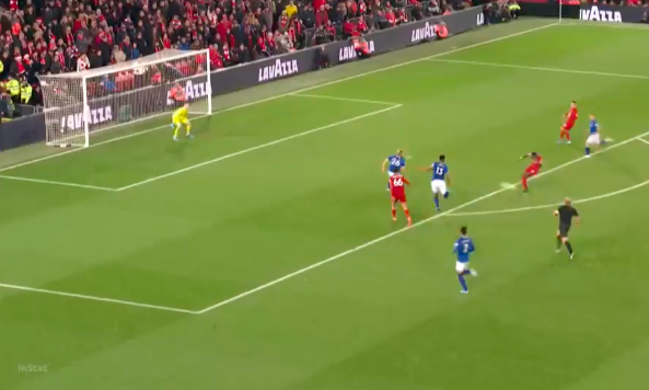LIKE UTENFOR 16: Dette er det lengste Sadio Mané har vært unna mål i antall meter på sine 22 siste scoringer i Premier League.
