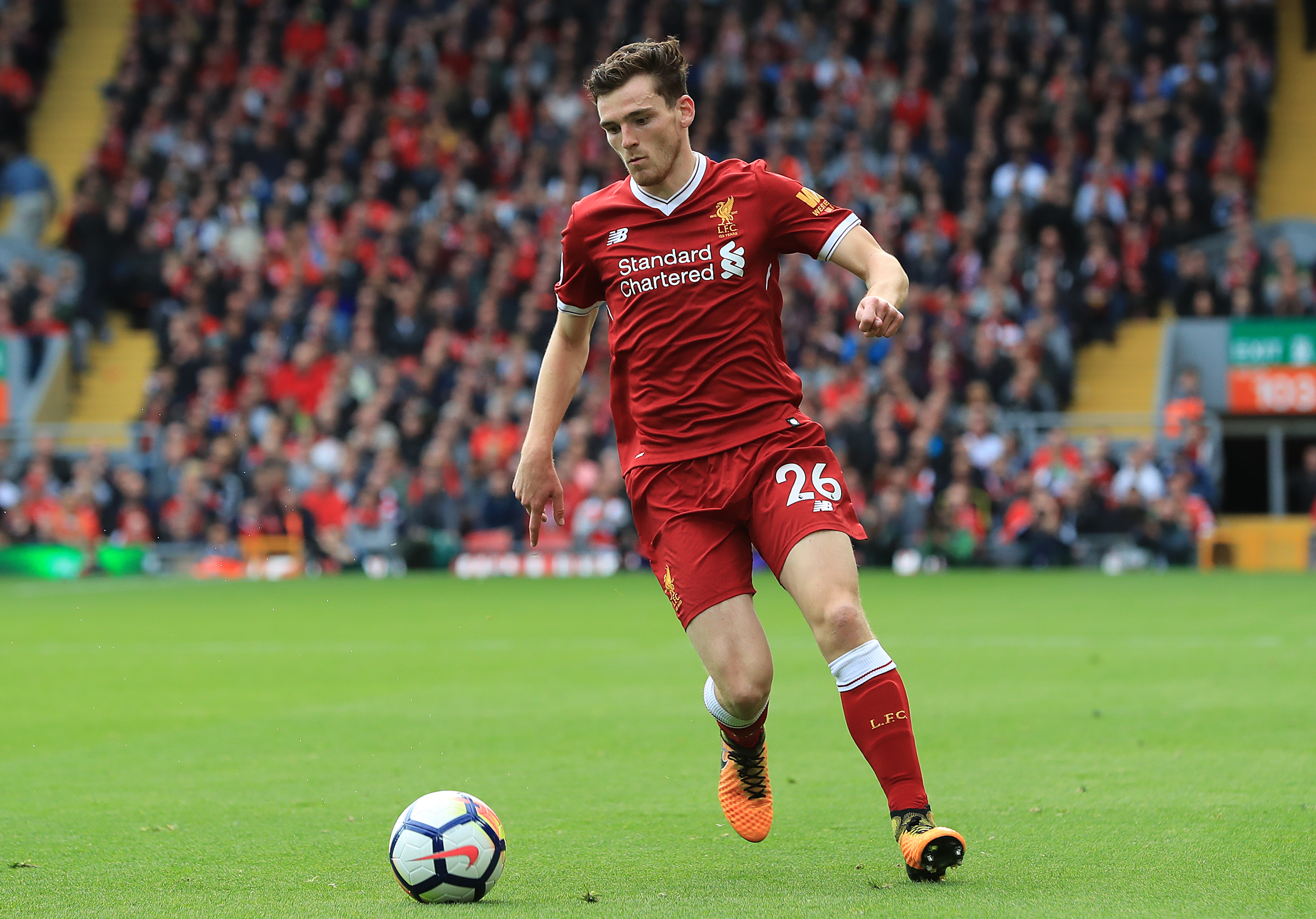 ÅTTE ÅR: Andy Robertson og Trent Alexander-Arnold spilte sin første kamp sammen i september 2017. Kampen endte 1-1 mot Burnley på Anfield.