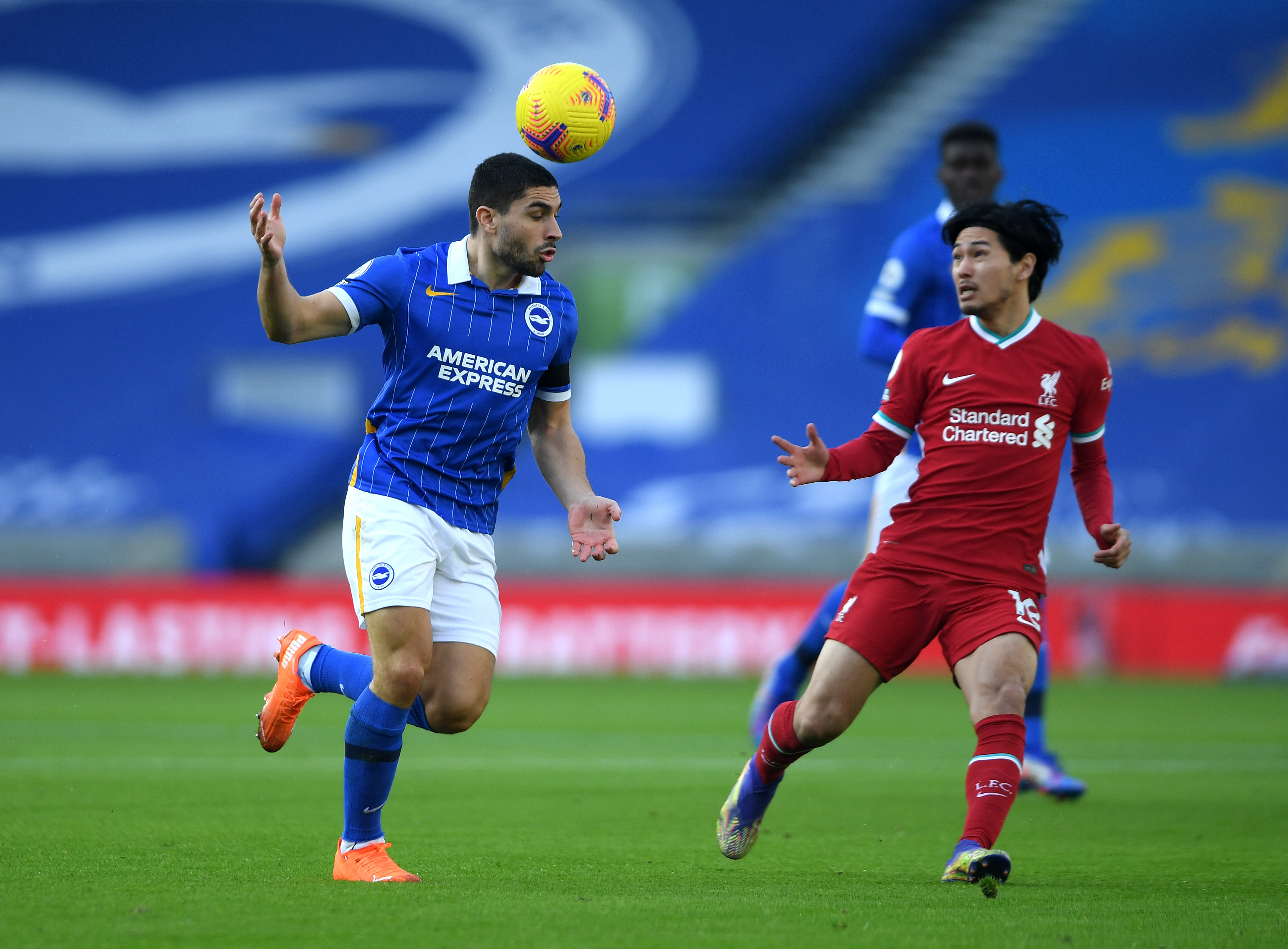 KLARTE IKKE Å SETTE PREG PÅ KAMPEN: Takumi Minamino ble en lettvekter på Amex Stadium.